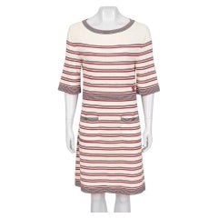 Chanel Beige Striped Print Dress - Size FR36/S