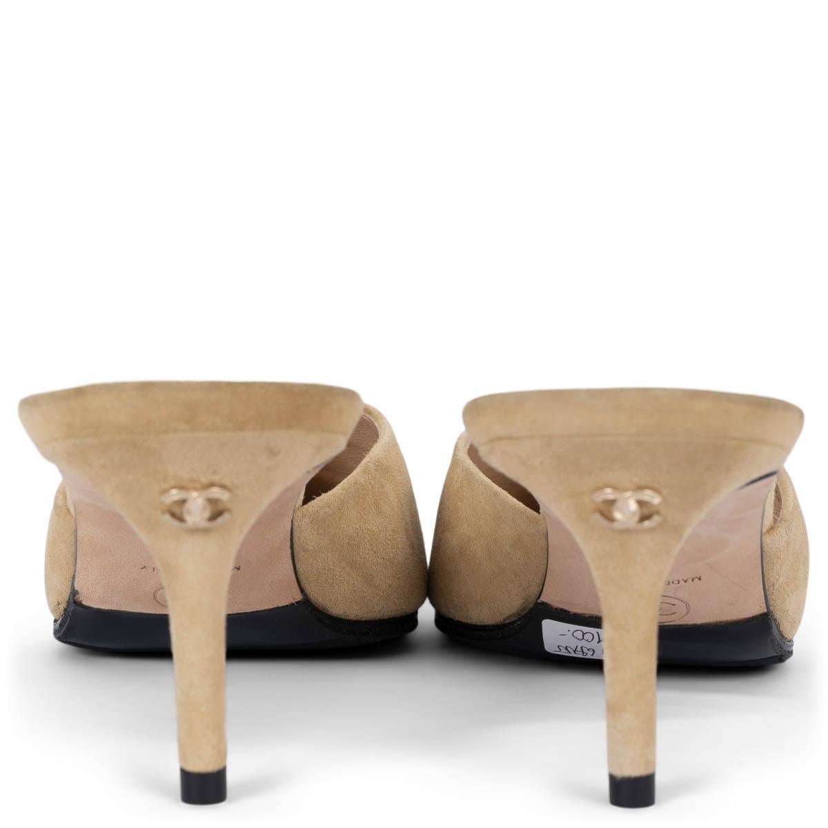 CHANEL beige suede 2016 16A ROME Mules Pumps Shoes 41 For Sale 1