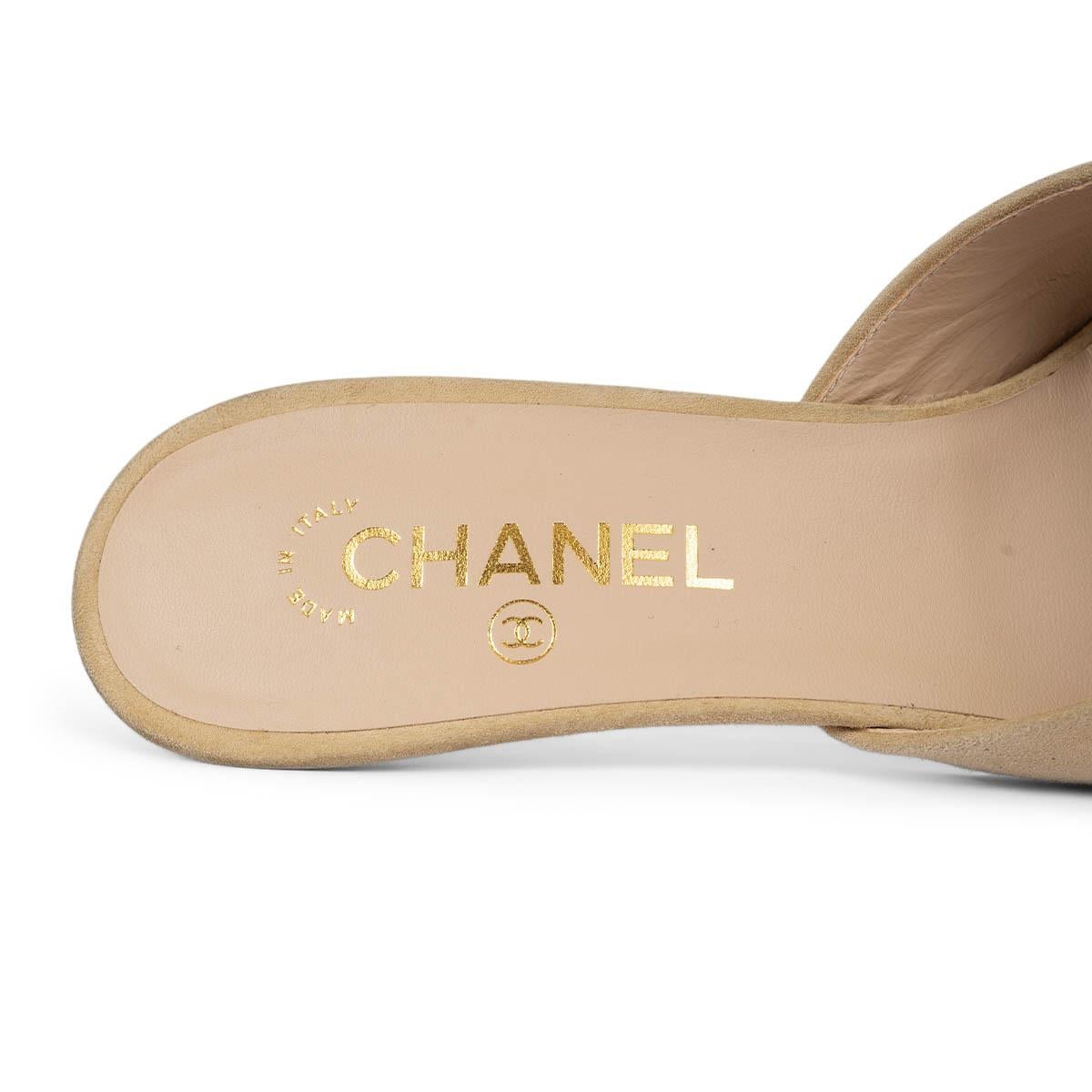 CHANEL beige suede 2016 16A ROME Mules Pumps Shoes 41 For Sale 3