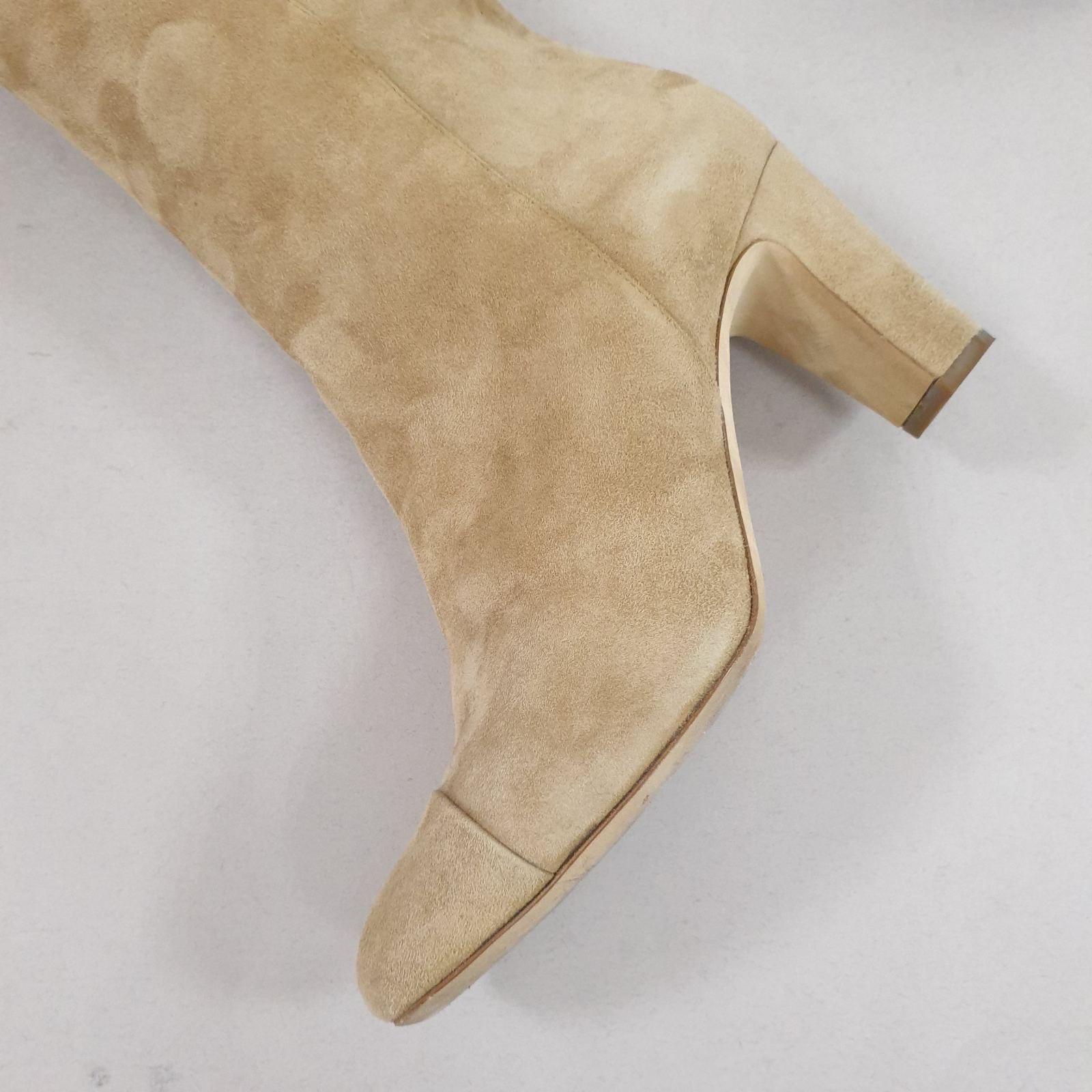 CHANEL Beige Suede Cap Toe CC Thigh High Over The Knee Tall Boots For Sale 5