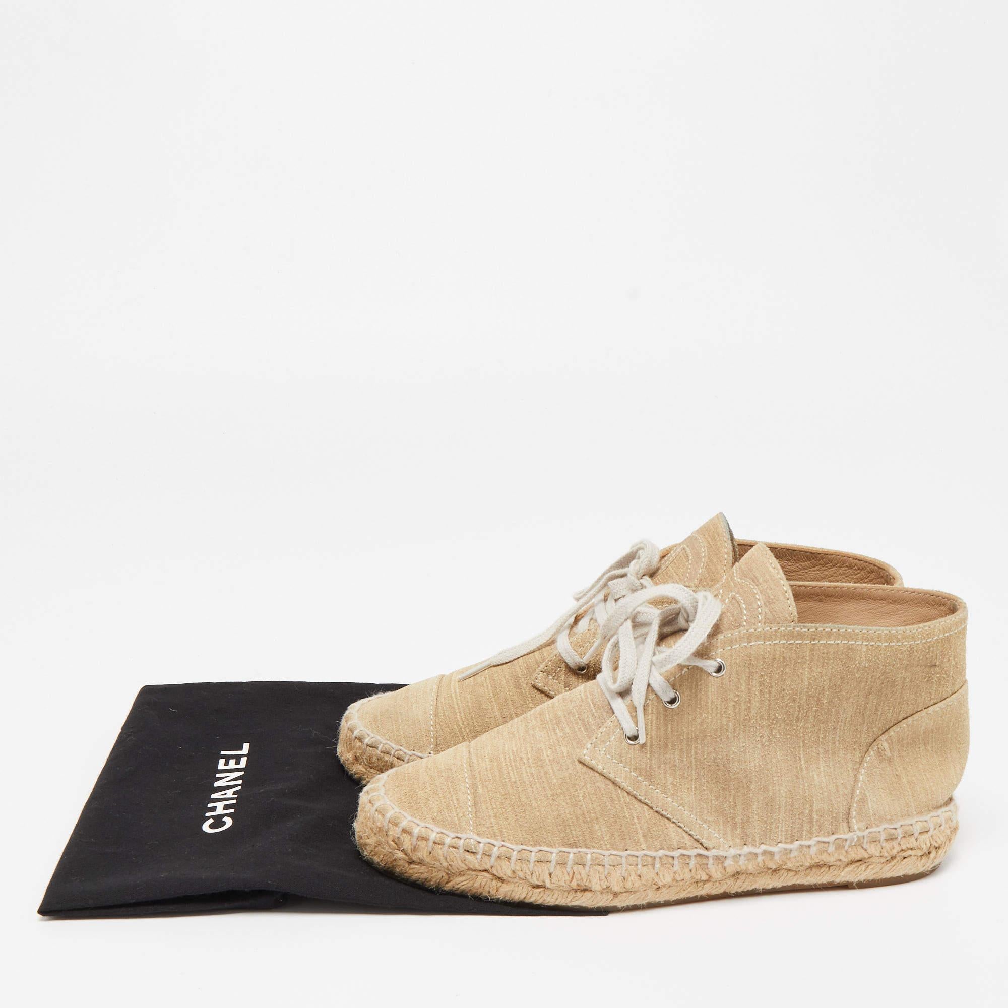 Chanel Beige Suede High Top Sneakers  For Sale 5