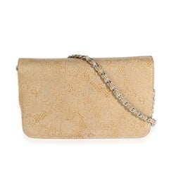 Chanel Beige Suede Lace Over Wallet On Chain
