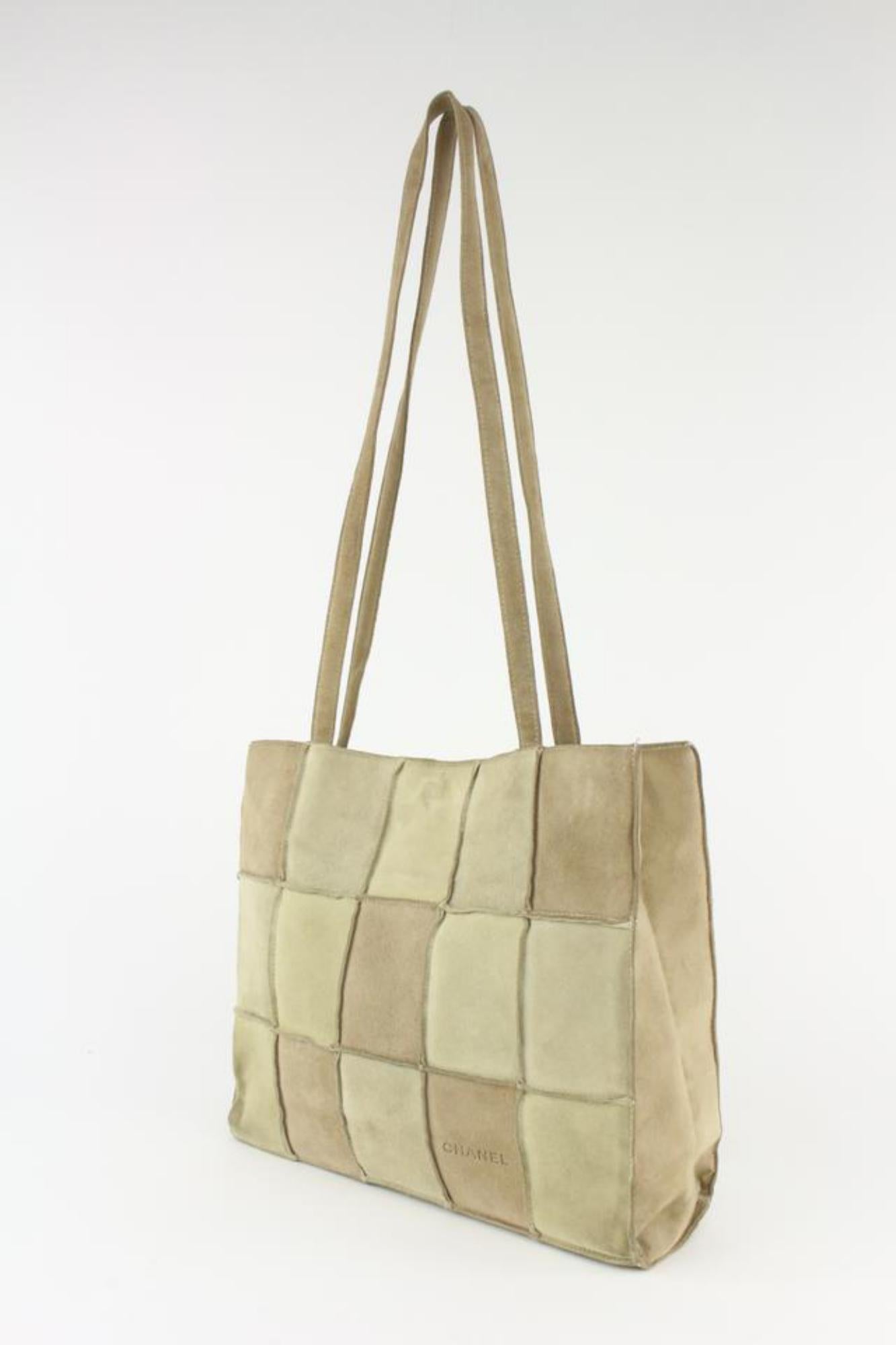 Chanel Beige Suede Patchwork Tote Bag 1130c11 For Sale 8