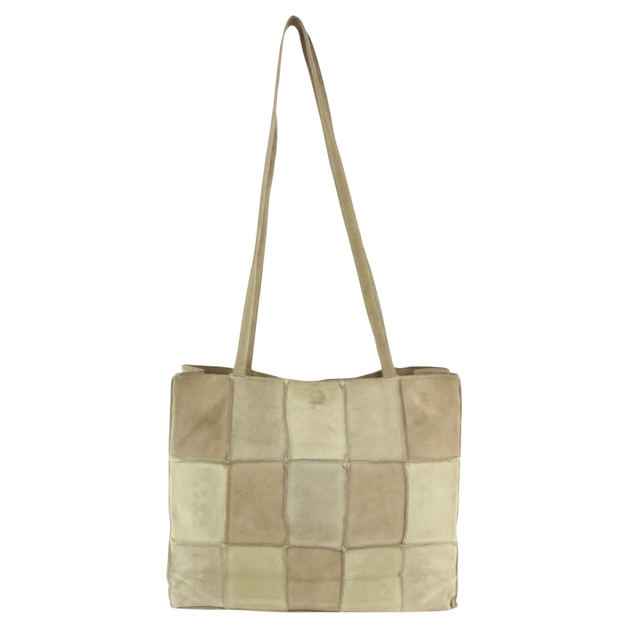 Chanel Beige Suede Patchwork Tote Bag 1130c11 For Sale