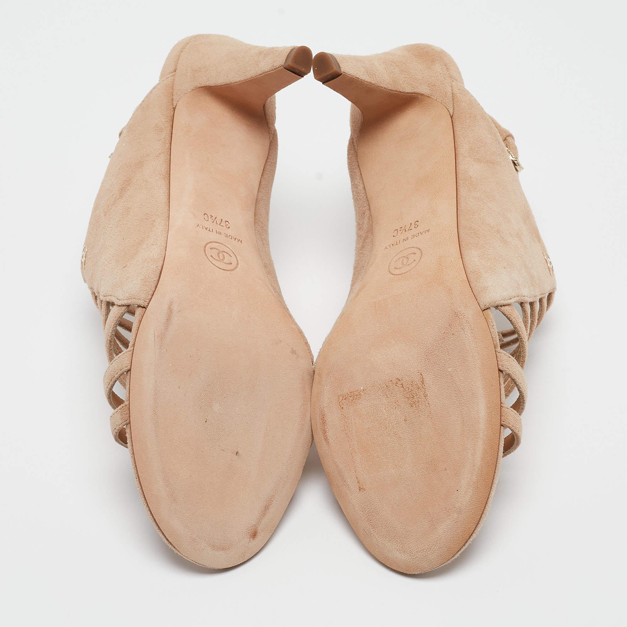 Chanel Sandalias Slingback Beige AntePerla Talla 37.5 2