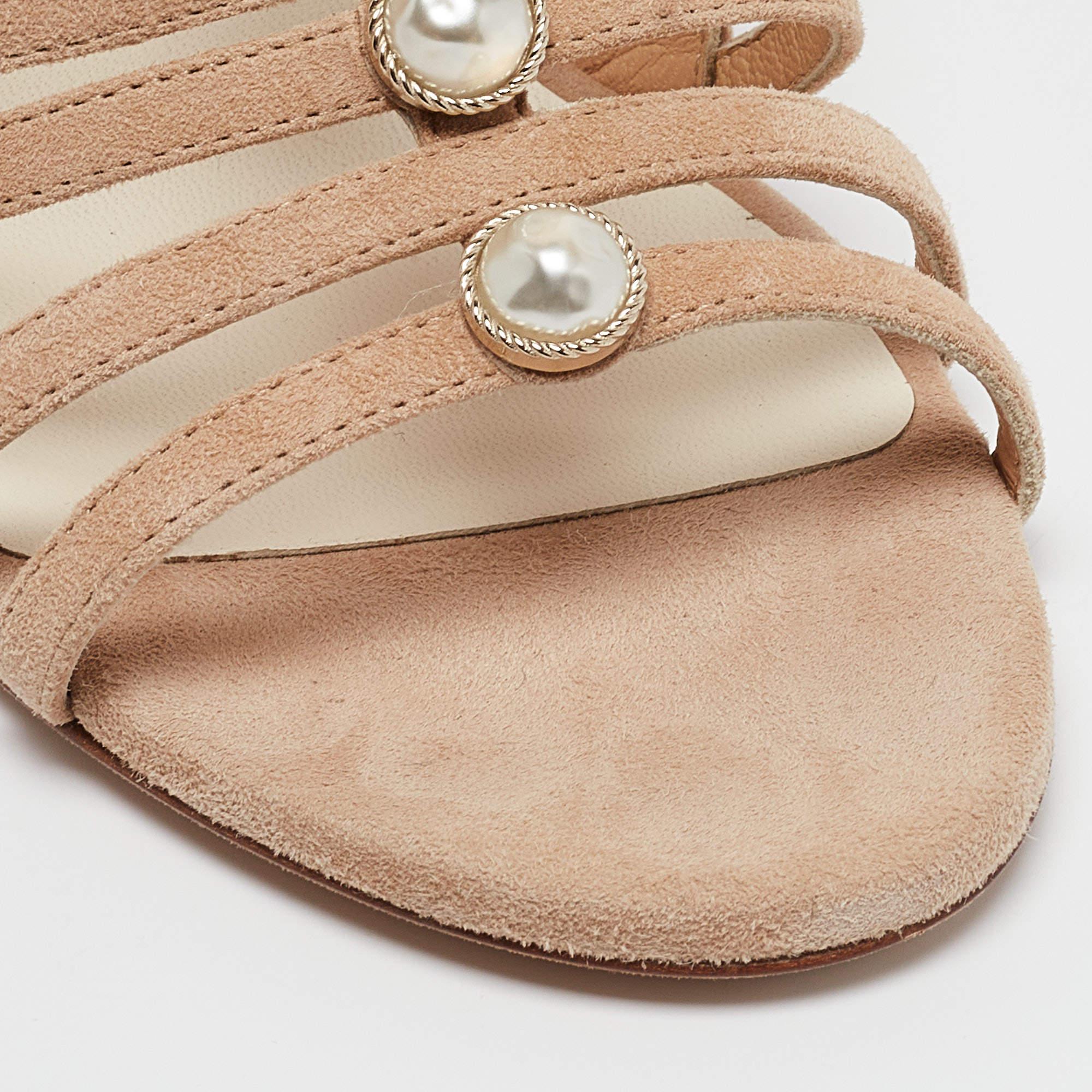 Chanel Sandalias Slingback Beige AntePerla Talla 37.5 3