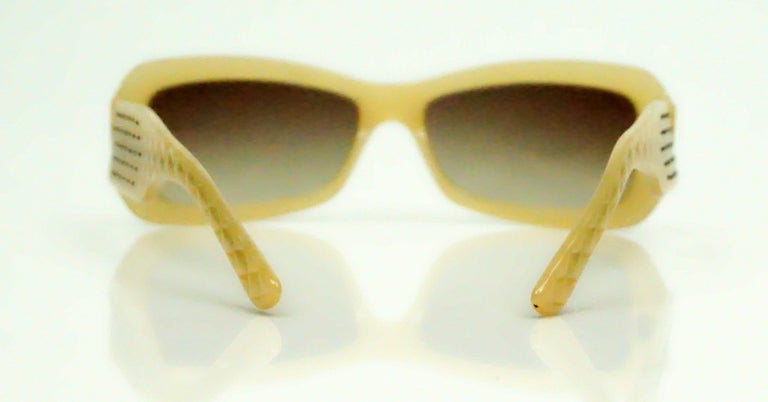 Chanel Beige Sunglasses w/ Studs  In Excellent Condition For Sale In Palm Beach, FL