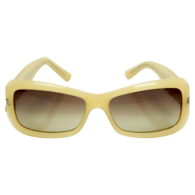 Chanel Beige Sunglasses w/ Studs