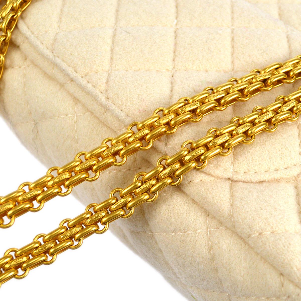 CHANEL Beige Tan Cream Ivory Wool Burgundy Gold Metal 2.55 Shoulder Flap Bag 1