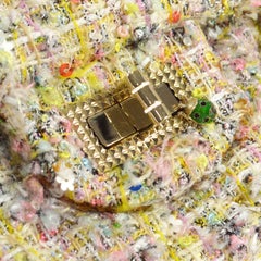 CHANEL Beige Tan Tweed Rhinestone Charm Small 2.55 Evening Shoulder Flap Bag