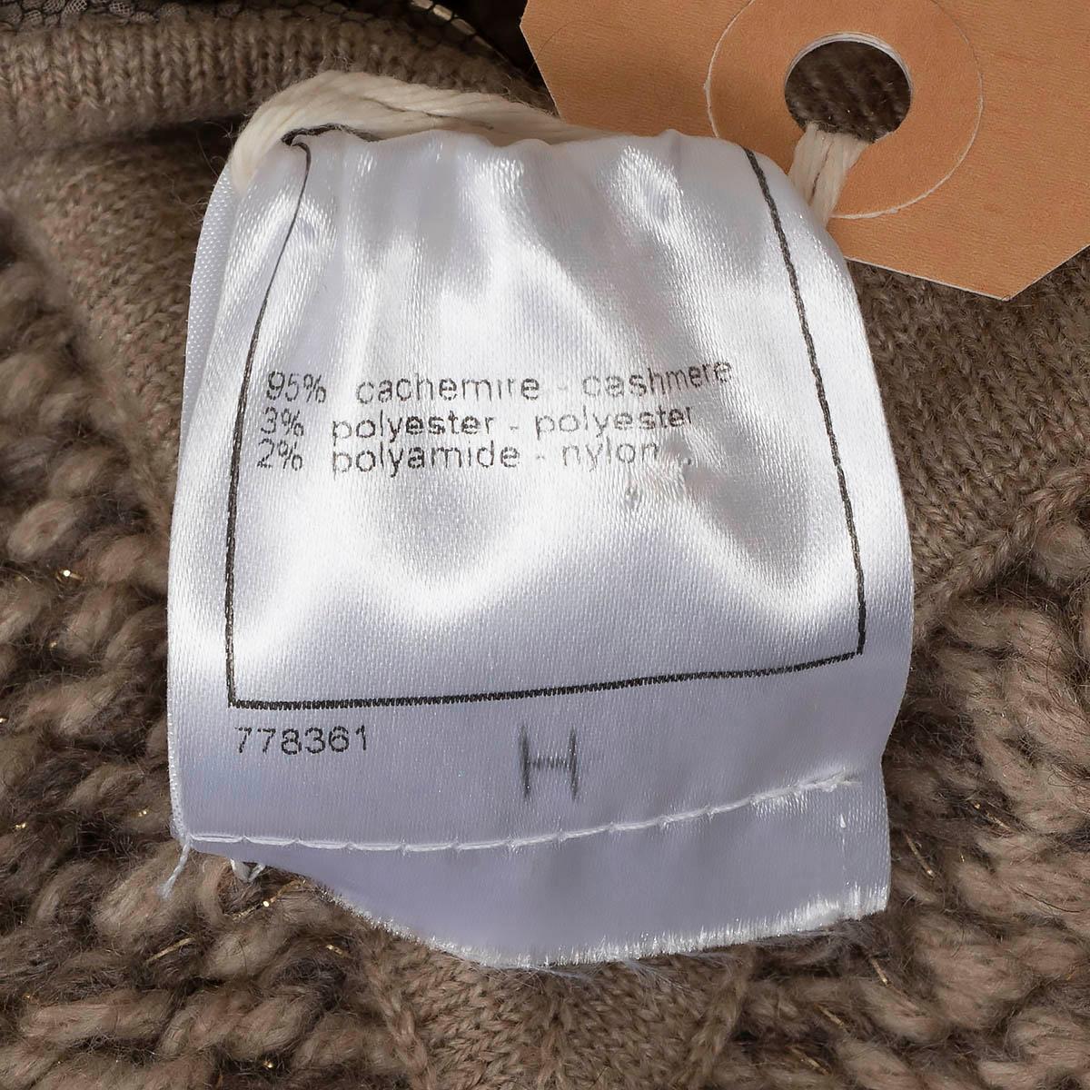 CHANEL beige taupe cashmere 2007 07A BEADED LUREX Knit Dress 36 XS 3