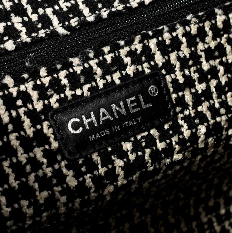 Chanel Beige Taupe Tweed Fringe Calfskin Tote For Sale 7