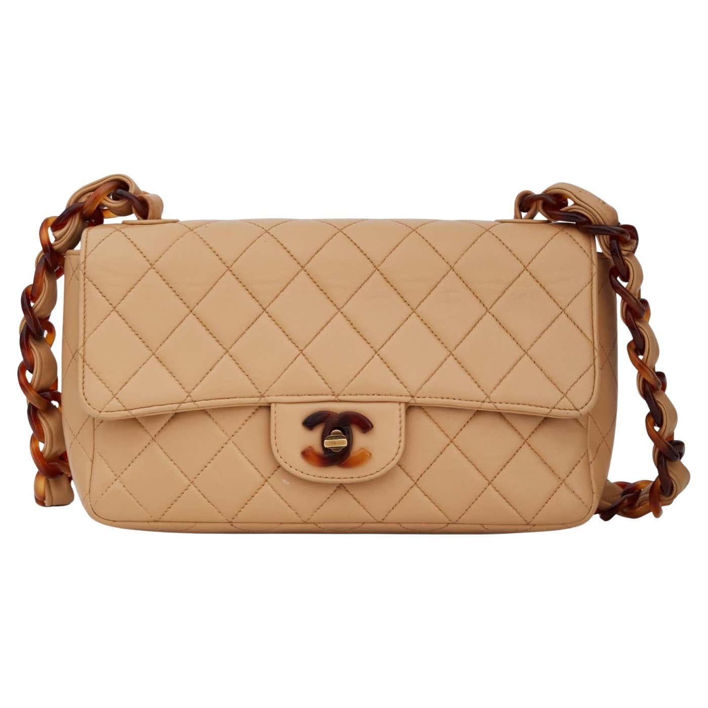 Chanel Beige Tortoise Shell Chain Classic Flap Bag (Circa 1994) For ...