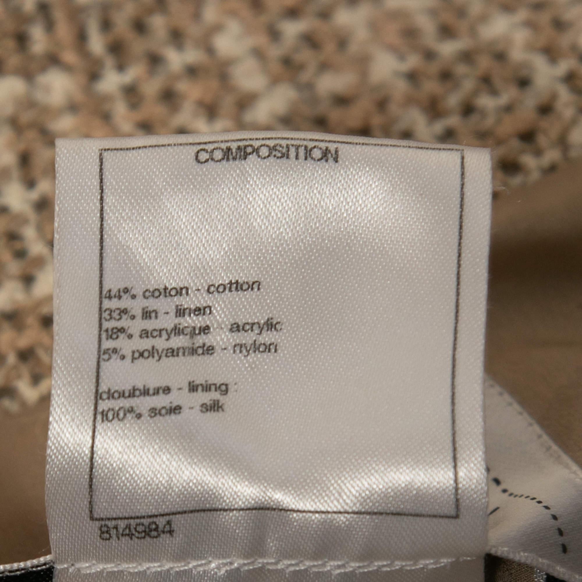 Chanel Beige Tweed Gold-Button Cropped Jacket XL 1