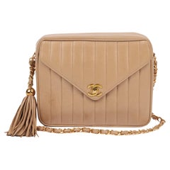 CHANEL Beige Vertical Quilted Lambskin Retro Small Classic Camera Bag