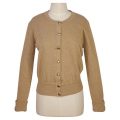 Chanel Beige Vintage Cashmere Cardigan Sweater