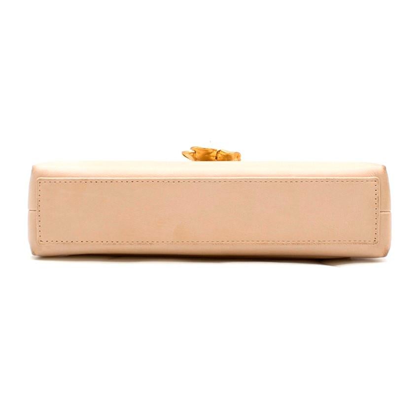 Women's Chanel Beige Vintage Sculpted Gold Camellia Mini Flap Bag	