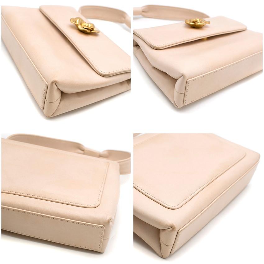 Chanel Beige Vintage Sculpted Gold Camellia Mini Flap Bag	 1