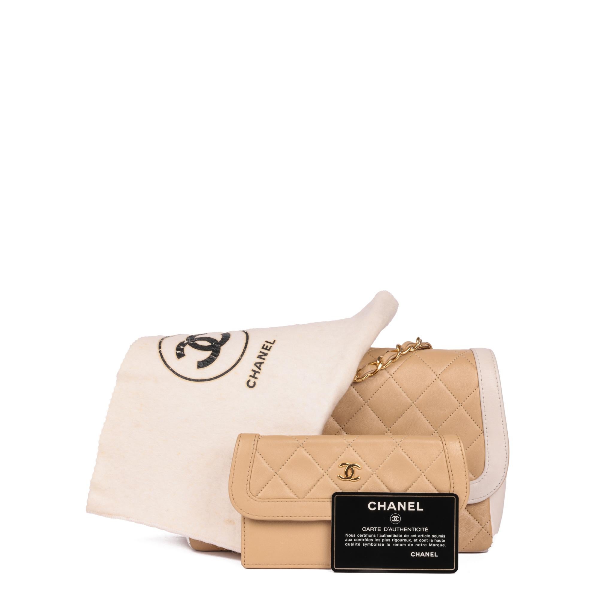 CHANEL Beige & White Quilted Lambskin Vintage Mini Classic Single Flap Bag 8
