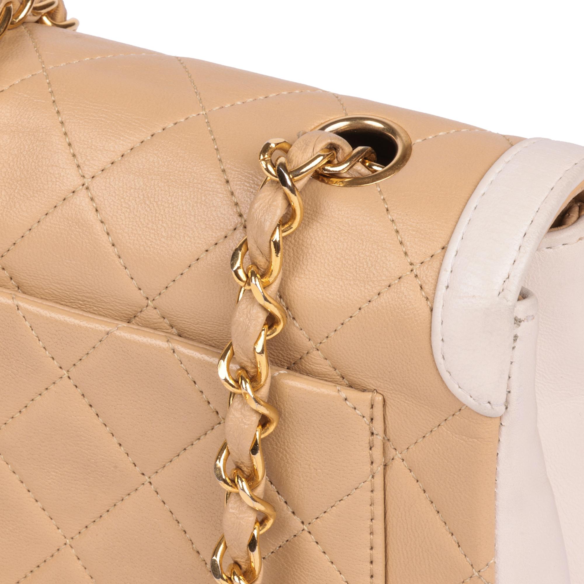 CHANEL Beige & White Quilted Lambskin Vintage Mini Classic Single Flap Bag 4