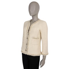 CHANEL beige wool 11A BYCANCE BRAID TRIM TWEED Jacket 38 S