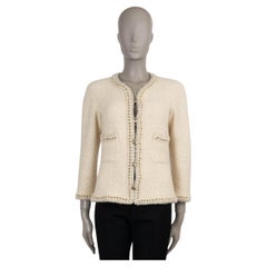 CHANEL beige wool 11A BYCANCE BRAID TRIM TWEED Jacket 38 S