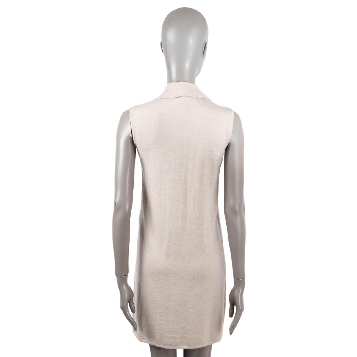 CHANEL beige wool 2000 SLEEVELESS SHIRT KNIT Dress 40 M For Sale 1