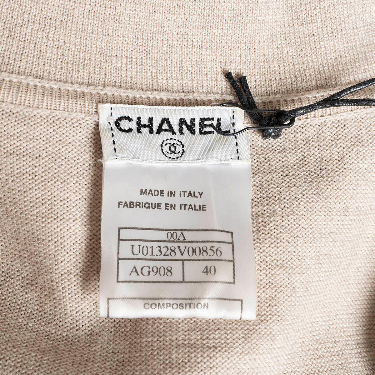 CHANEL beige wool 2000 SLEEVELESS SHIRT KNIT Dress 40 M For Sale 4