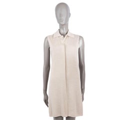 CHANEL beige wool 2000 SLEEVELESS SHIRT KNIT Dress 40 M