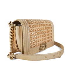Chanel Beige Woven Leather Runway Boy Bag