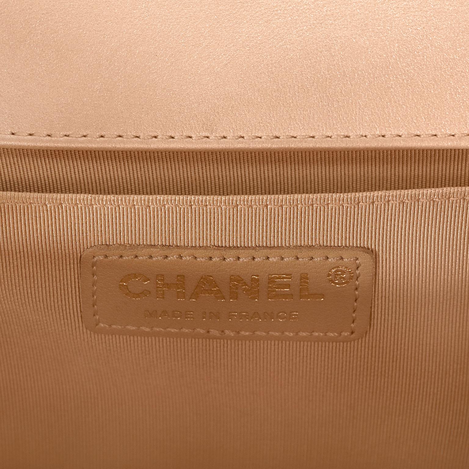 Chanel Beige Woven Leather Runway Boy Bag 1