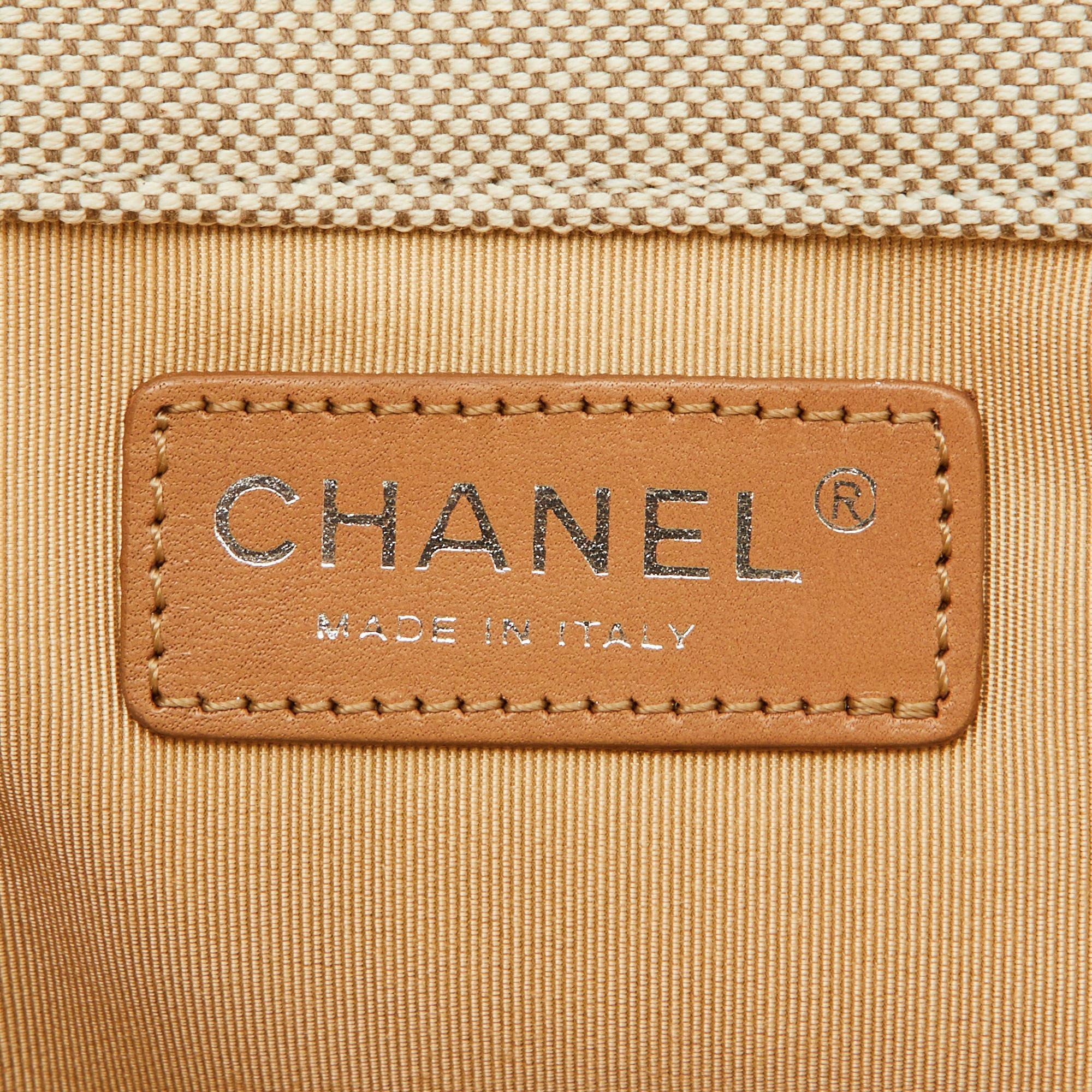 Chanel Beige/Yellow Canvas and Patent Leather Camellia No.5 Tote 4