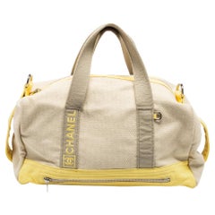 Chanel Beige/Yellow Canvas Weekend Boston Bag