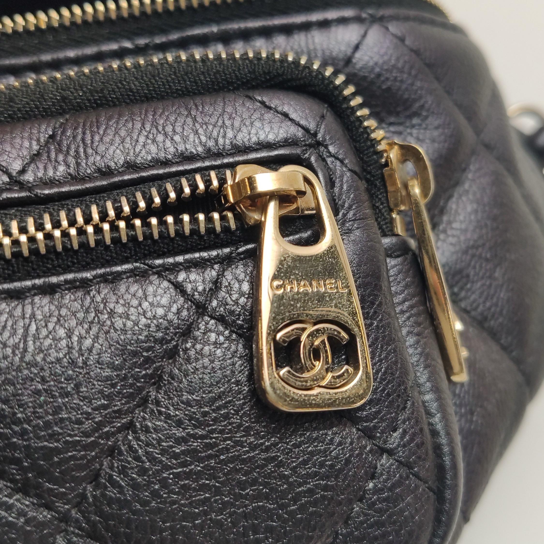 Chanel Belt Bag Navy Shiny Calfskin Skin Leather Gold-tone Hardware For Sale 7