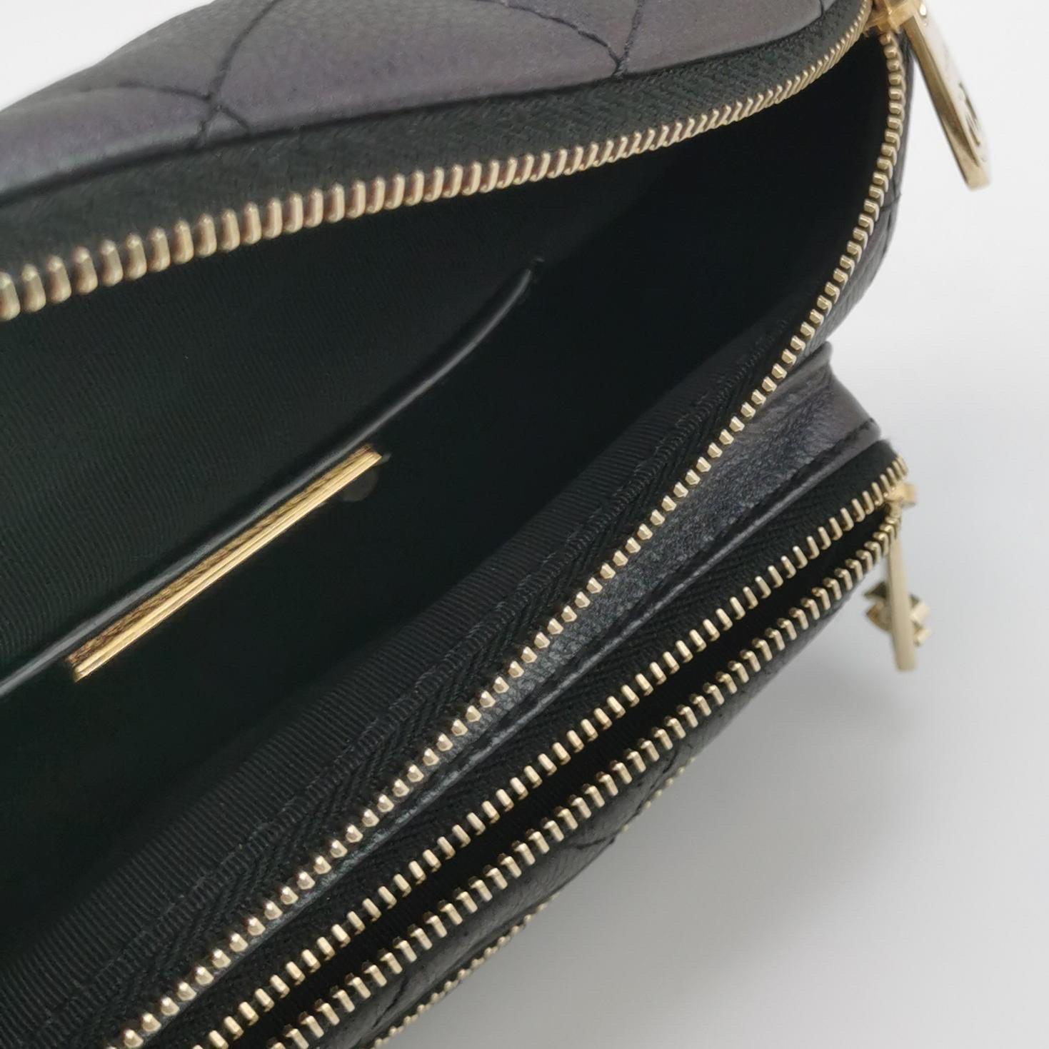 Chanel Belt Bag Navy Shiny Calfskin Skin Leather Gold-tone Hardware For Sale 4