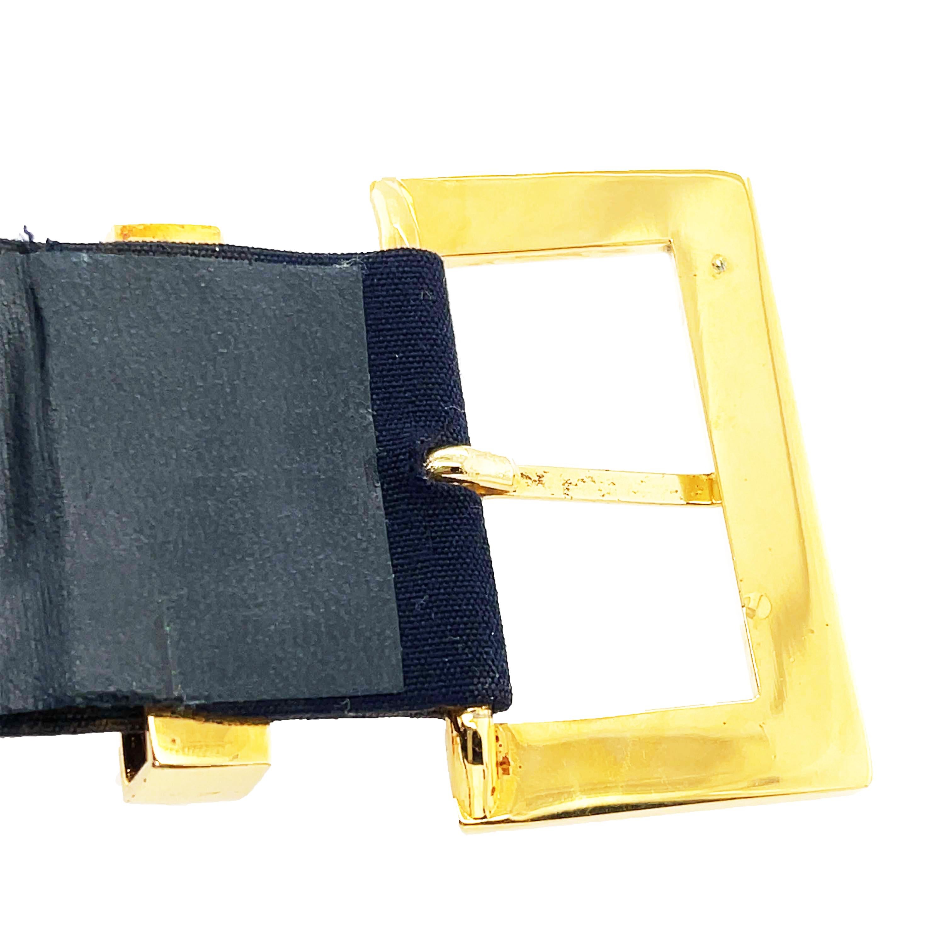 Women's CHANEL Belt CC 1999 Spring 99P Fabric CC Logo Navy Blue Gold Logo One Size