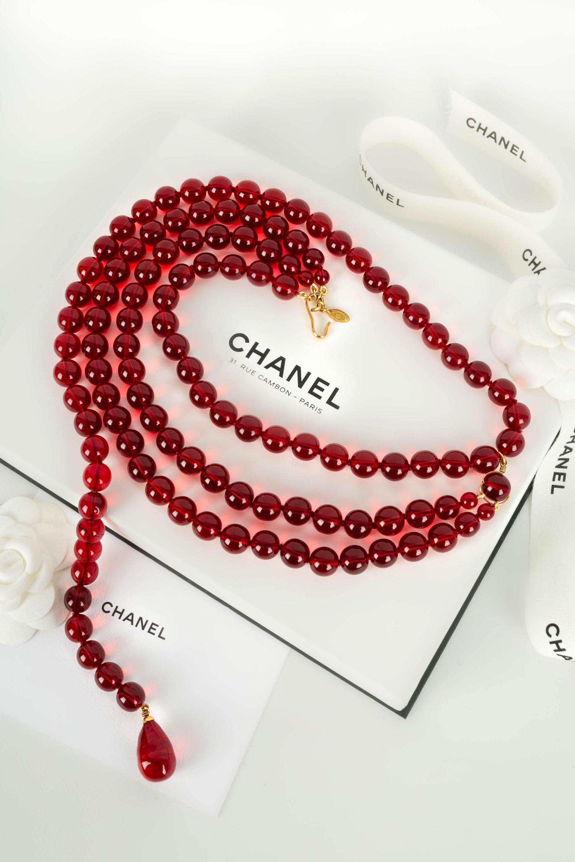 Chanel Belt Composed of Red Glass Paste Pearls, 1992 5