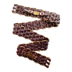 Cintura Chanel in pelle marrone e metallo dorato