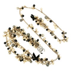 Chanel Gürtel aus Champagner Metall und Perlen, 2007