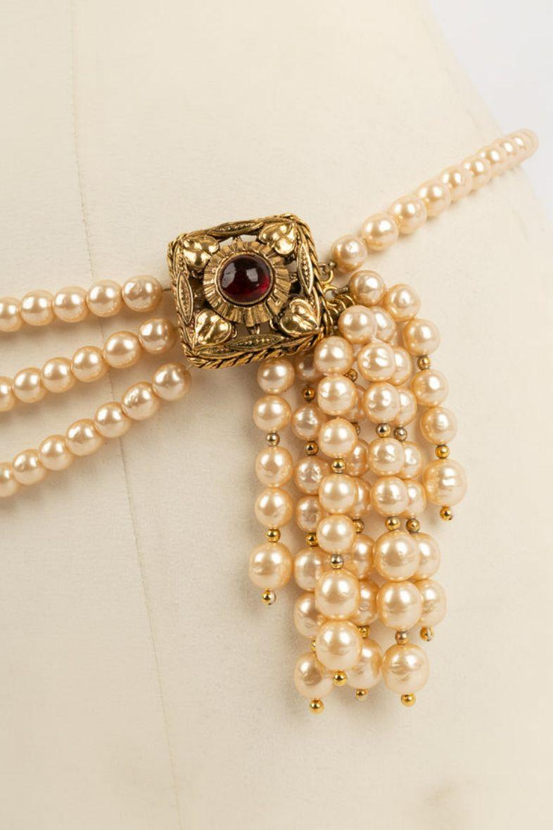 Beige Chanel Belt of Pearly Pearls, 1983 For Sale