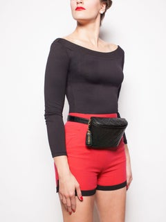 Chanel Belt Rare Vintage 1995 Caviar Fanny Pack Waist Bum Black Leather Bag