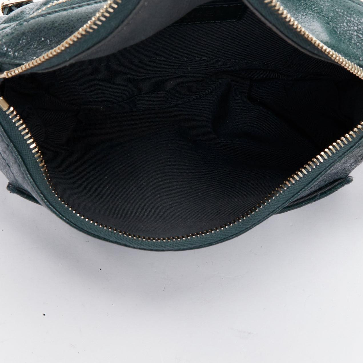 Women's CHANEL Bi Classic green textured leather gold CC logo waist bag
