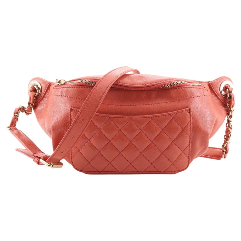 Chanel Bi Classic Waist Bag Quilted Crumpled Calfskin at 1stDibs