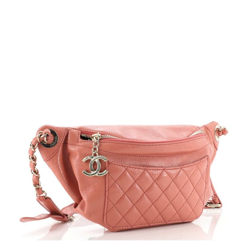 Chanel Bi Classic Taille Tasche Gestepptes Lammfell (Pink)
