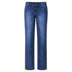 Chanel Zweifarbige Jeanshose mit CC-Logo-Knöpfen, Größe 36 FR
