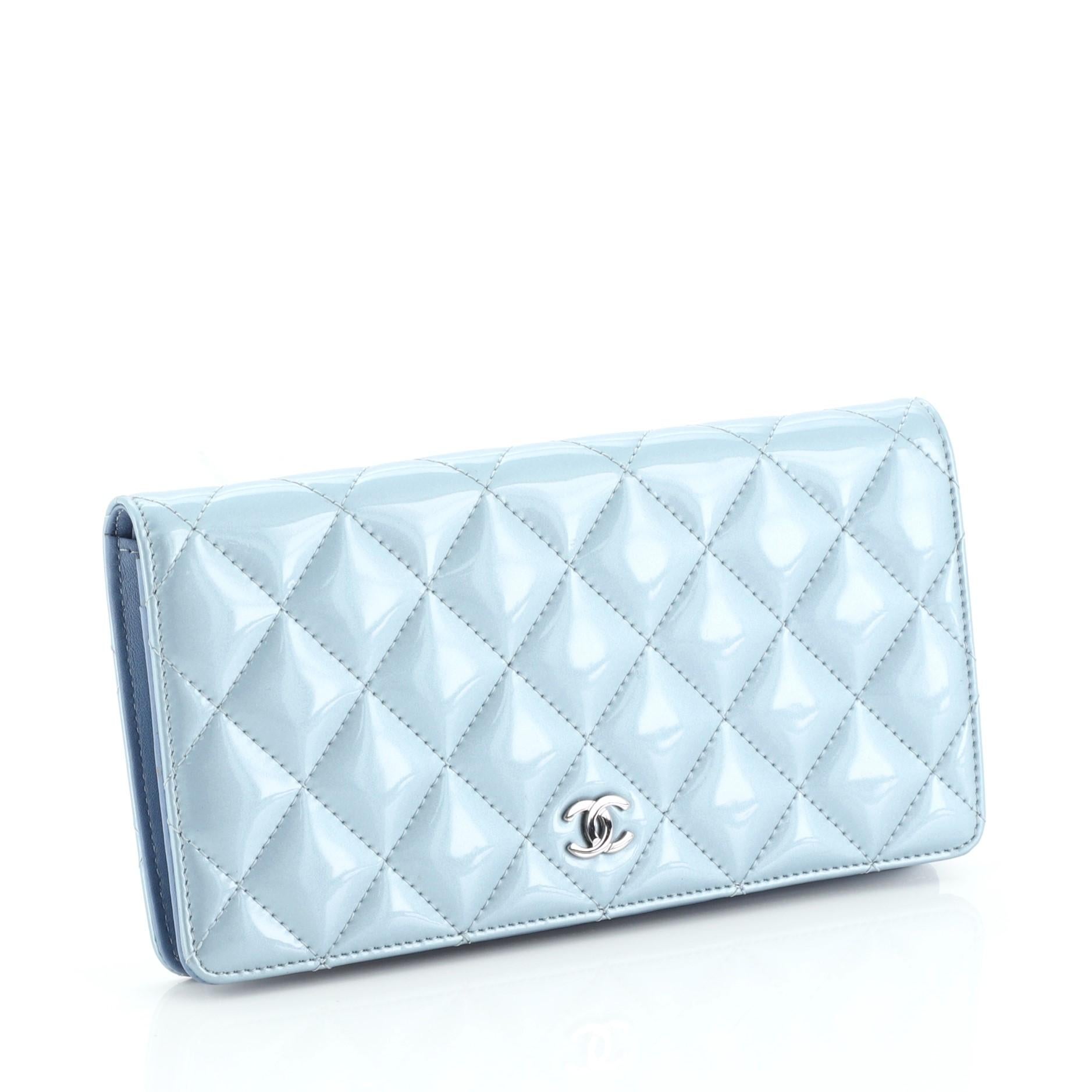 Blue Chanel Bi-Fold Wallet Quilted Patent 