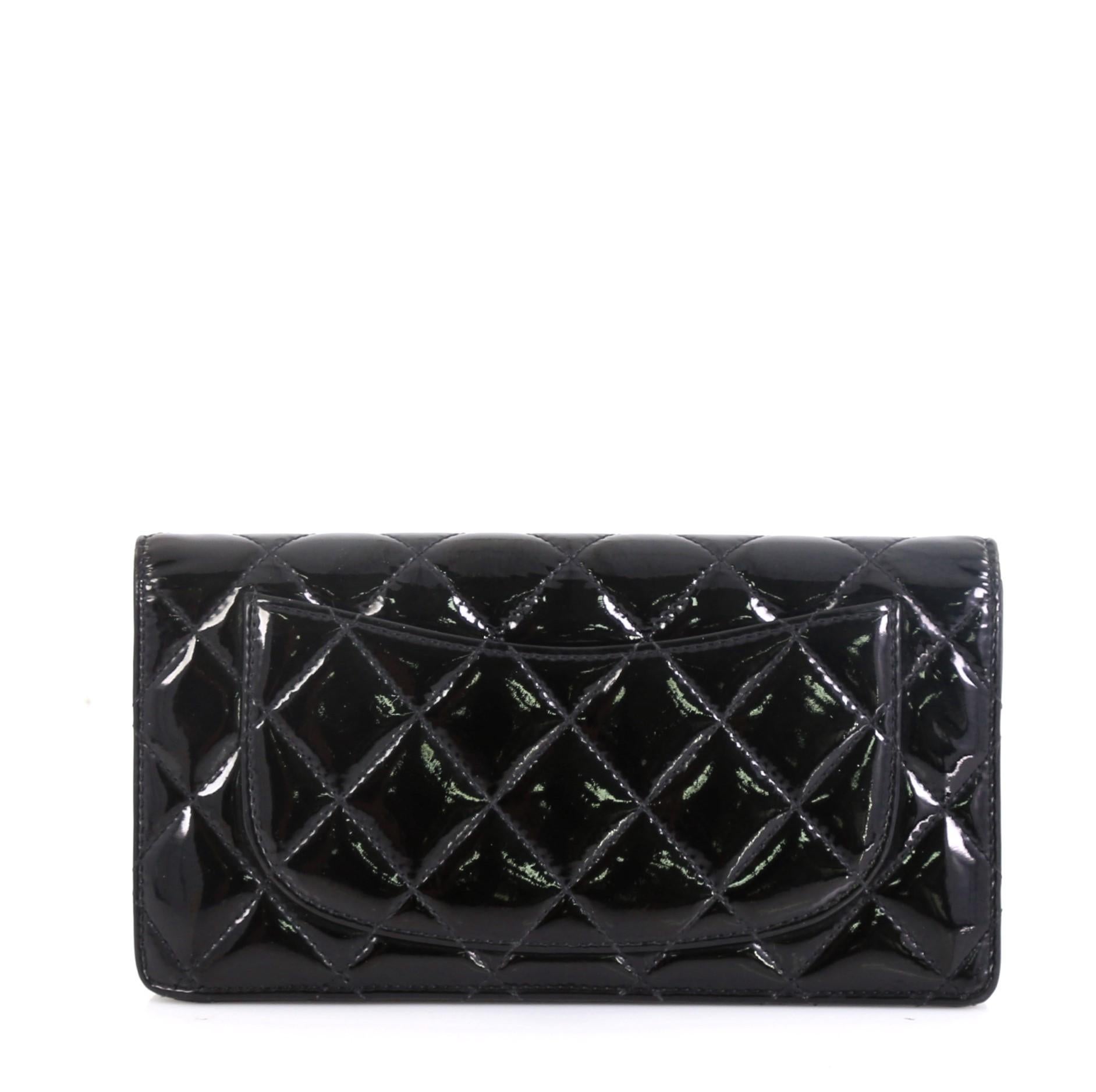 Black Chanel Bi-Fold Wallet Quilted Patent