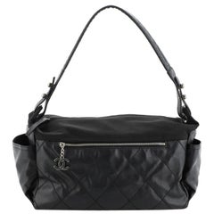Chanel Biarritz Hobo Quilted Coated Canvas Large