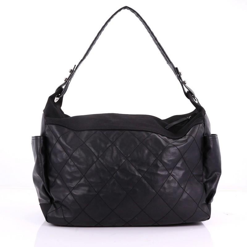 Chanel Biarritz Hobo Quilted Coated Canvas XL In Good Condition In NY, NY