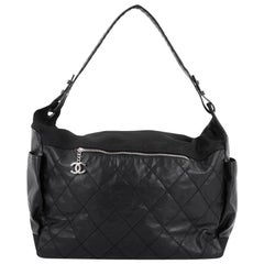 Chanel Biarritz Hobo Quilted Coated Canvas XL